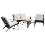 vidaXL Ensemble de meubles de balcon avec coussins 5 Pièces noir acier