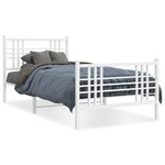 vidaXL Cadre de lit métal avec tête de lit/pied de lit blanc 107x203cm