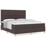 vidaXL Lit avec sommier à ressort et matelas marron foncé super king en tissu