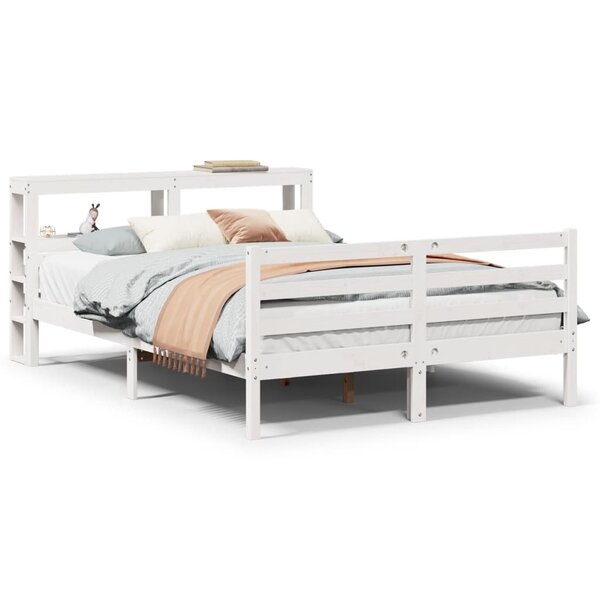 vidaXL Cadre de lit avec tête de lit blanc 140x200 cm bois pin massif