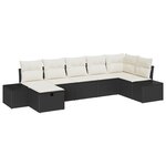 vidaXL Ensemble de canapé de jardin 7 pièces avec coussins en rotin synthétique noir