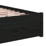 vidaXL Cadre de lit sans matelas noir bois massif 75x190 cm