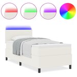vidaXL Lit Box Spring avec Matelas et LED Crème 100x200 cm Tissu Corde
