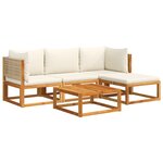 vidaXL Salon de jardin avec coussins 5 Pièces Bois d'acacia solide