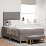 vidaXL Lit à Sommier à Ressorts avec Matelas & Banc Taupe 120x200 cm Tissu