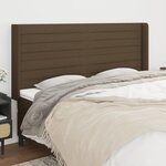 vidaXL Tête de lit avec oreilles Marron foncé 203x16x118/128 cm Tissu