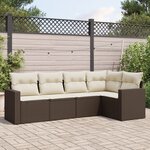 vidaXL Salon de jardin avec coussins 5 Pièces marron résine tressée