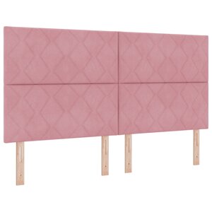 vidaXL Tête de lit en velours rose avec motif de blocs diamant de 180 cm