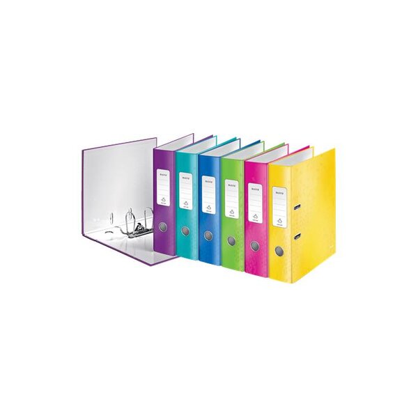 Lot de 10 Classeurs à levier 180° plastifié WOW Dos de 80 mm Assortis LEITZ