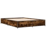 vidaXL Cadre de lit chêne fumé 140x190 cm bois d'ingénierie et métal