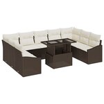 vidaXL Ensemble de canapé de jardin de 10 pièces avec coussins Marron en poly rotin