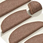 vidaXL Tapis de marches d'escalier 15 Pièces Marron 56x17x3 cm