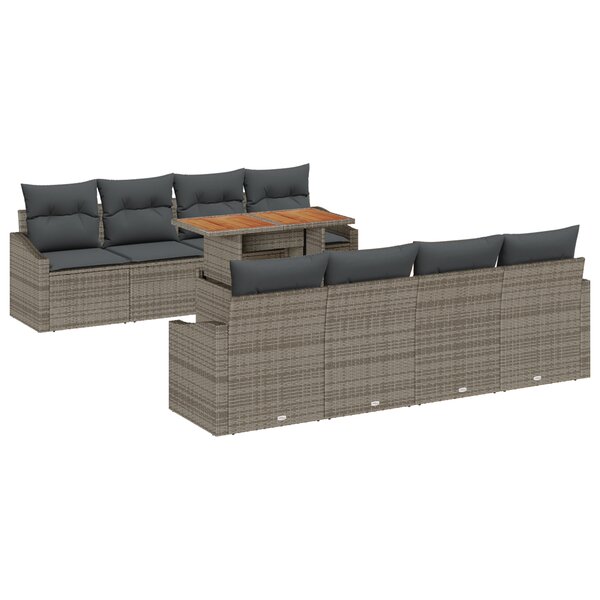 vidaXL Ensemble de canapé de jardin 7 pièces avec coussins gris en rattan poly