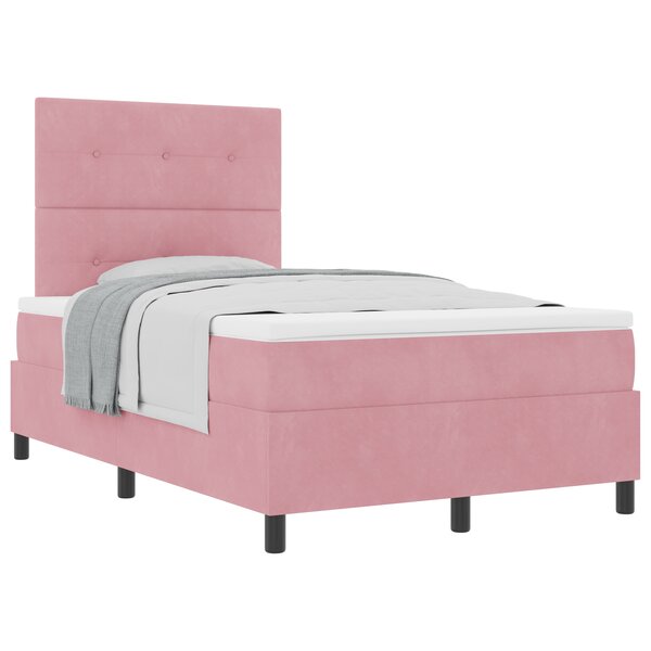 Lit avec sommier et matelas vidaXL Rose Petite Double Velours