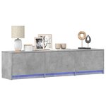 vidaXL Meuble TV avec LED gris béton 165x34x40 cm bois d'ingénierie