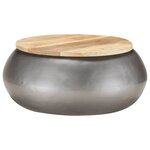 vidaXL Table basse Gris 68x68x30 cm Bois de manguier solide
