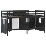 vidaXL Lit mezzanine enfants et rideaux blanc/noir 90x200cm pin massif