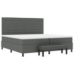 vidaXL Lit à ressorts avec matelas et banc gris foncé 200x200 cm Tissu
