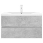 vidaXL Armoire d'évier et lavabo intégré gris béton bois d'ingénierie