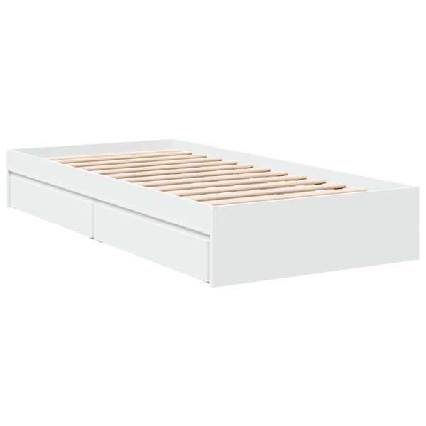 vidaXL Cadre de lit avec tiroirs blanc 90x200 cm bois d'ingénierie