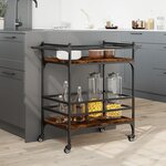 vidaXL Chariot de cuisine chêne fumé 82x40x78 5 cm bois d'ingénierie