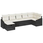 vidaXL Ensemble de canapé de jardin 7 pièces avec coussins noir poly rattan