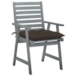 vidaXL Chaises à manger d'extérieur lot de 3 et coussins Acacia massif