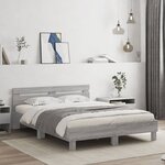 vidaXL Cadre de lit avec LED sans matelas sonoma gris 140x200 cm