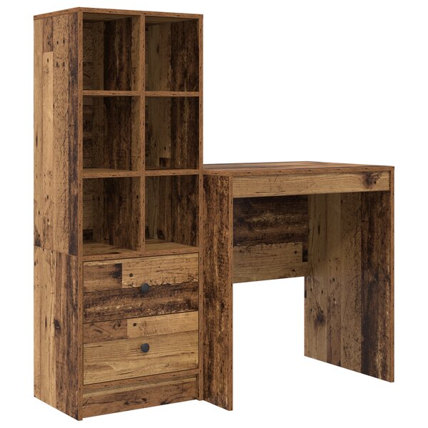 vidaXL Bureau avec rangement Bois ancien Bois d'ingénierie