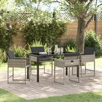 vidaXL Ensemble de salle à manger de jardin 5 pièces avec coussins en rattan poly gris clair
