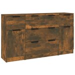 vidaXL Ensemble de buffets 3 Pièces chêne fumé bois d'ingénierie