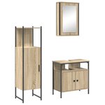 vidaXL Ensemble meuble salle de bain 3 pièces en chêne Sonoma en bois d'ingénierie
