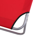 Transat bain de soleil pliable grand confort dossier et pare-soleil réglable multi-positions rouge