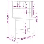 vidaXL Bureau et étagères Chêne marron 102x45x148 cm Bois d'ingénierie
