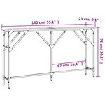 vidaXL Table console chêne fumé 140x23x75 cm bois d'ingénierie