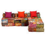 vidaXL Pouf modulaire à 3 places Patchwork Tissu