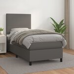 vidaXL Sommier à lattes de lit avec matelas Gris 100x200 cm Similicuir