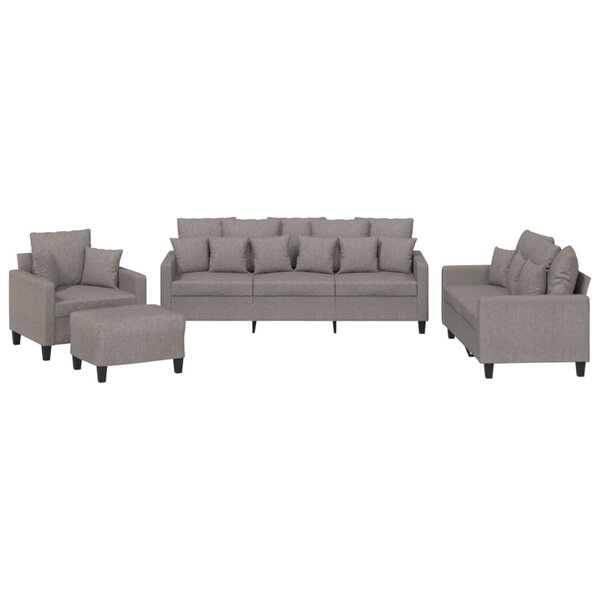 vidaXL Ensemble de canapés 4 Pièces avec coussins taupe tissu