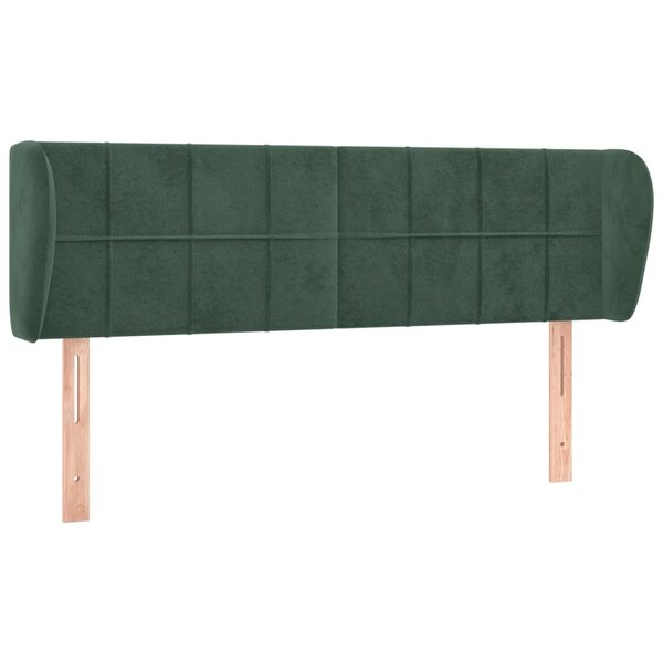 vidaXL Tête de lit avec oreilles Vert foncé 147x23x78/88 cm Velours