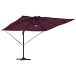 vidaXL Parasol déporté Roma de avec LEDs Bordeaux Rouge 286x285x270 cm Aluminium