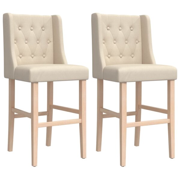 vidaXL Chaises de bar lot de 2 bois massif d'hévéa et tissu
