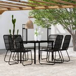 vidaXL Ensemble à manger de jardin 7 Pièces Noir
