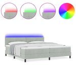 Lit à ressorts avec matelas et lumière LED gris clair 200x200 cm en velours