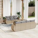 vidaXL Salon de jardin avec coussins 8 Pièces beige résine tressée