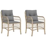 vidaXL Chaises de jardin avec coussins lot de 2 mélange beige rotin