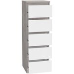Commode CHELSEA 5 tiroirs - 41 8 cm - optique béton clair KILOX et blanc mat