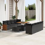 Ensemble de Canapé de Jardin vidaXL 11 pièces avec Coussins Noir Rattan Acacia
