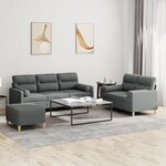 vidaXL Ensemble de canapés 3 Pièces coussins gris foncé tissu