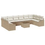 vidaXL Ensemble de salle à manger de jardin de 11 pièces avec coussins en poly rattan brun