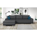 Canapé d'angle convertible réversible 5 places Indian - Tissu gris foncé - 289 x 94/188 x 88 cm